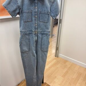 Casual Light Blue Denim Jumpsuit